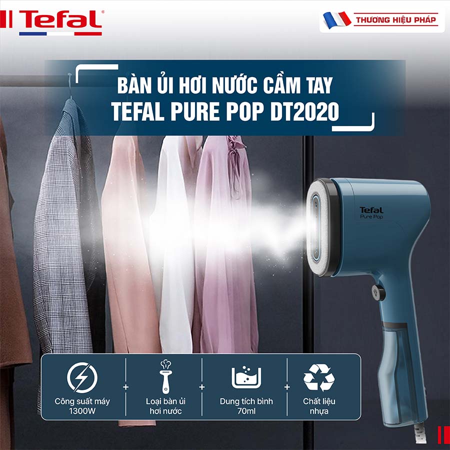 Bàn ủi hơi nước cầm tay TEFAL Pure Pop DT2020 - 1300W