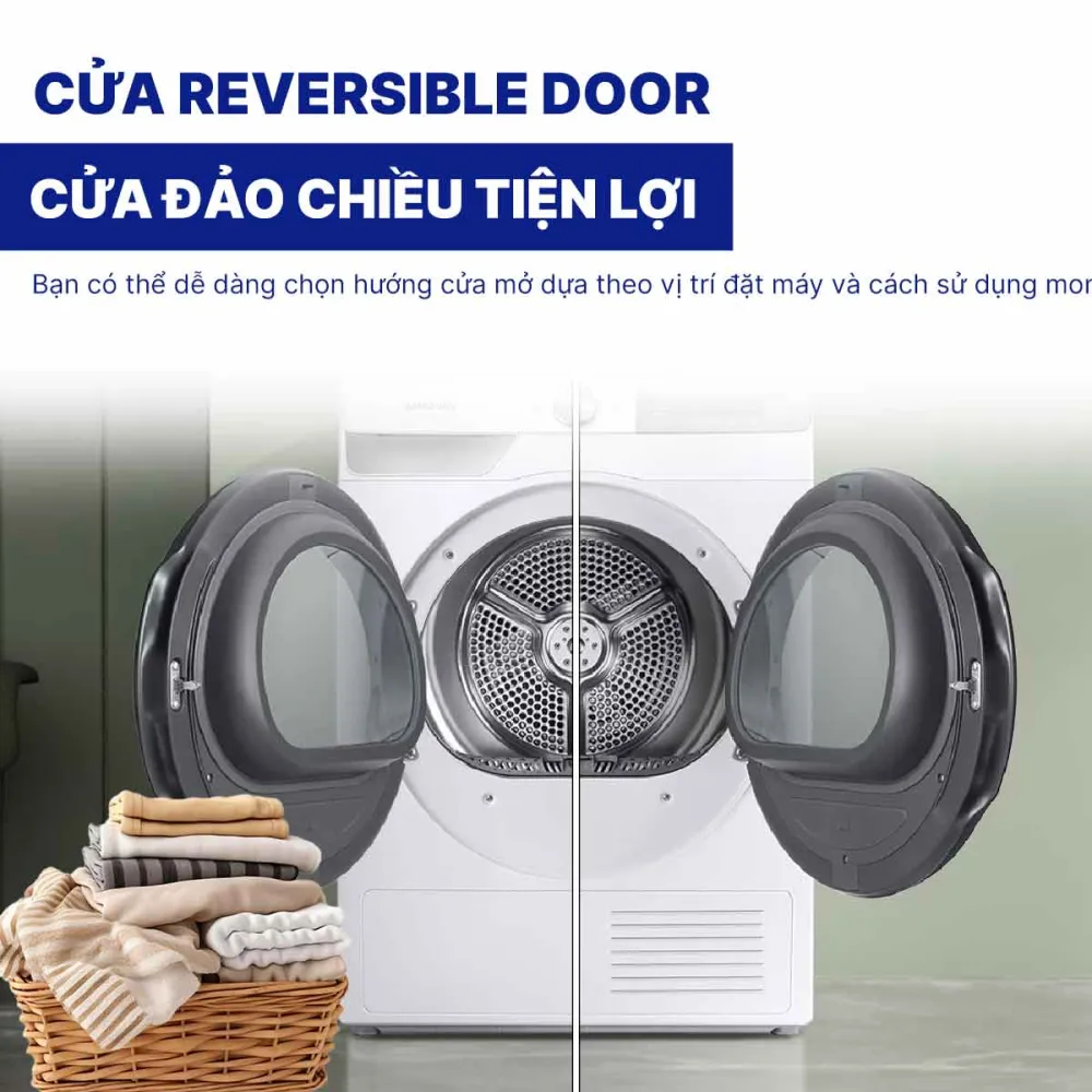 Máy sấy bơm nhiệt Samsung Inverter 9 kg DV90T7240BH/SV