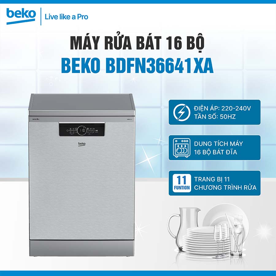 Máy rửa bát 16 bộ Beko BDFN36641XA