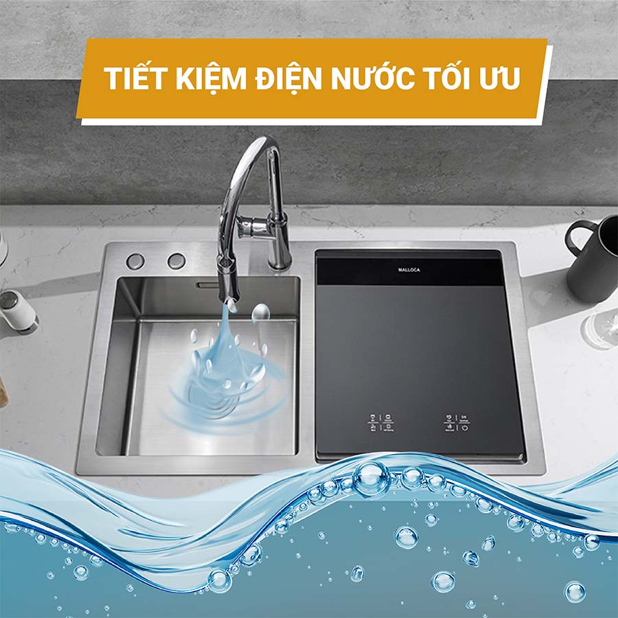 Máy rửa bát tích hợp Malloca WQP6-890F4
