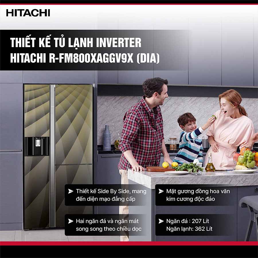 Tủ lạnh Hitachi Inverter 569 lít R-FM800XAGGV9X DIA