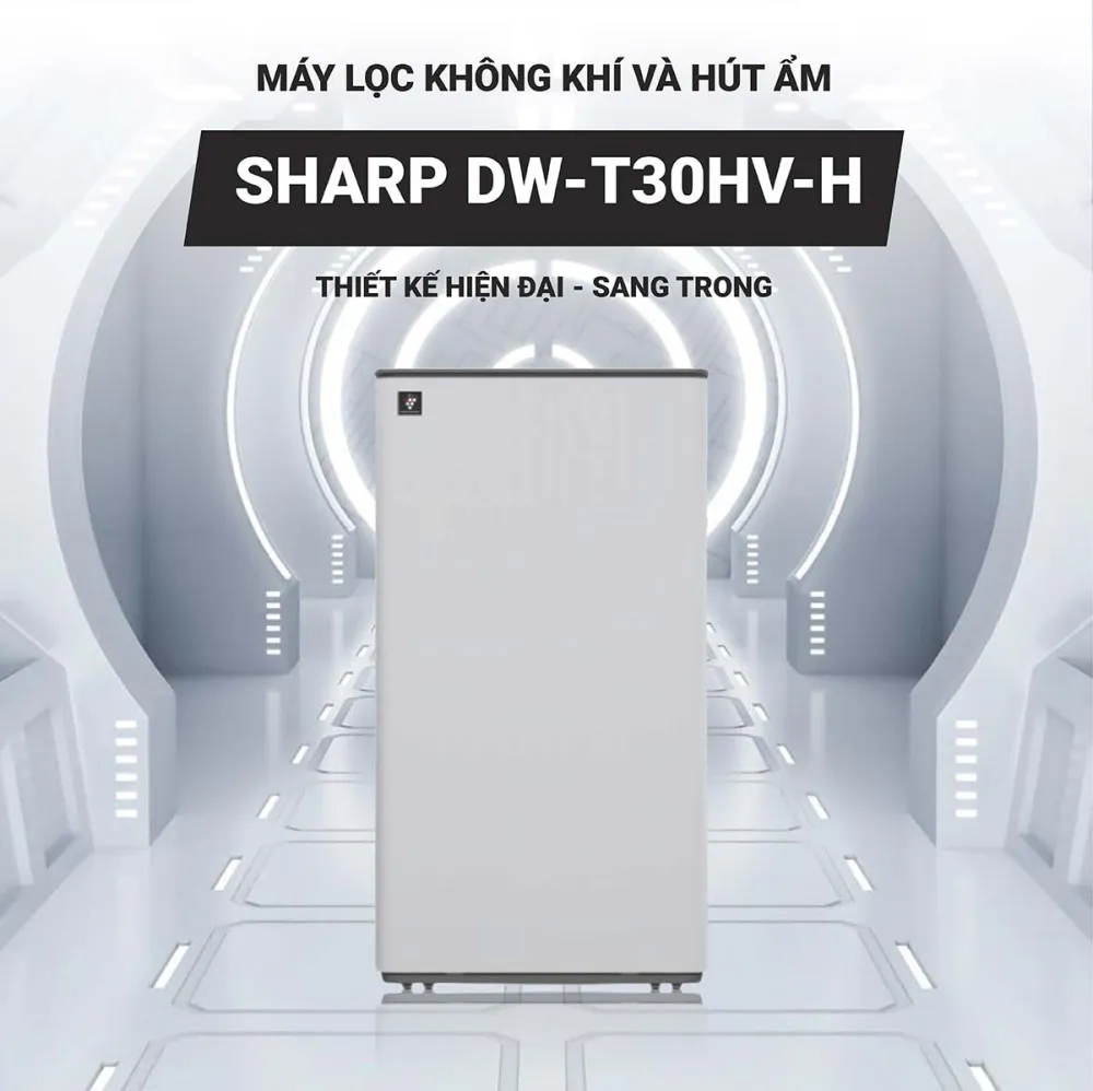 Máy hút ẩm Sharp DW-T30HV-H thiết kế gọn nhỏ, hiện đại