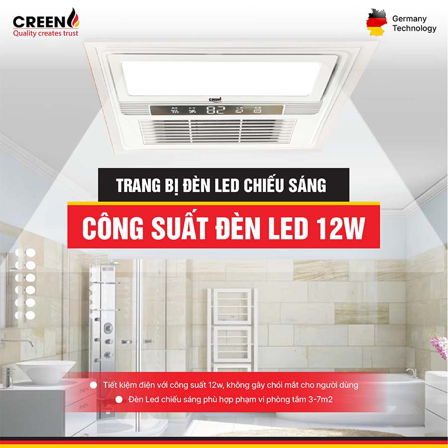 Quạt sưởi nhà tắm thông minh CREEN CR-SMH636
