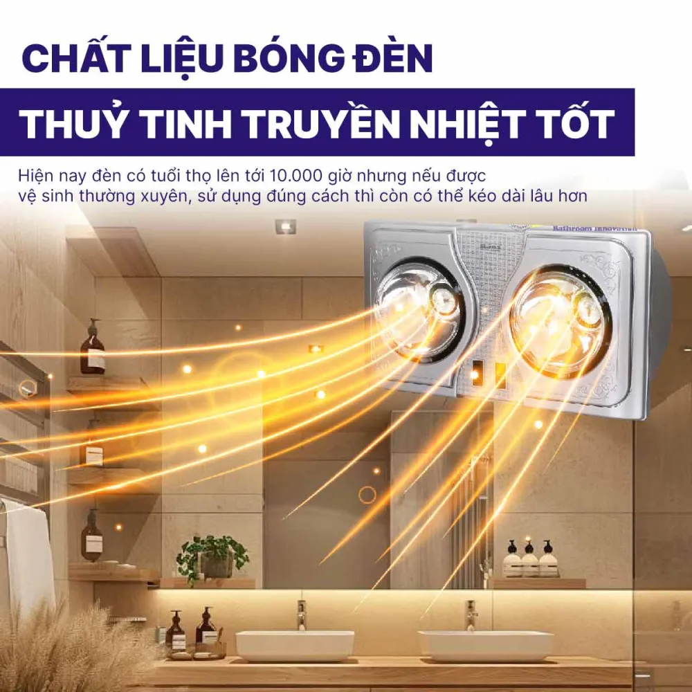 Đèn sưởi nhà tắm Hans 2 bóng H2B