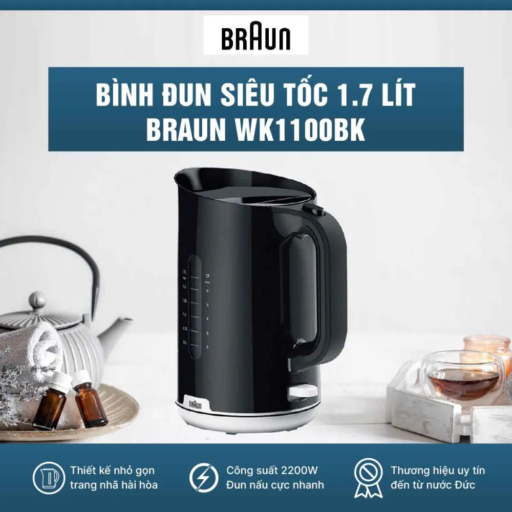 Braun WK1100BK dung tích lớn 1.7 lít