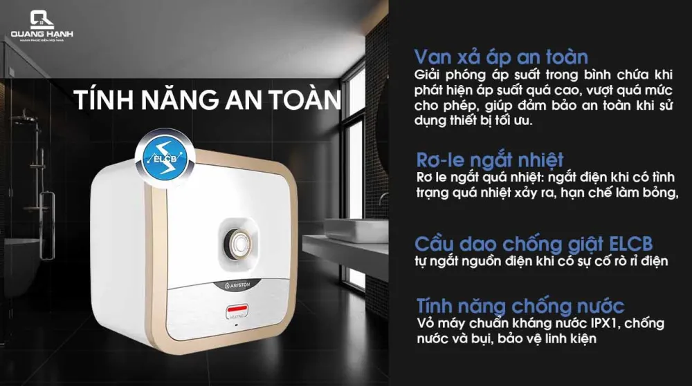 Bình nóng lạnh 30L Ariston AN2 30R 2.5 FE tích hợp nhiều tính năng an toàn