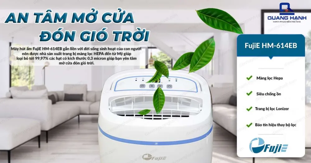 Máy hút ẩm FujiE HM-614EB giúp bạn an tâm mở cửa đón gió trời
