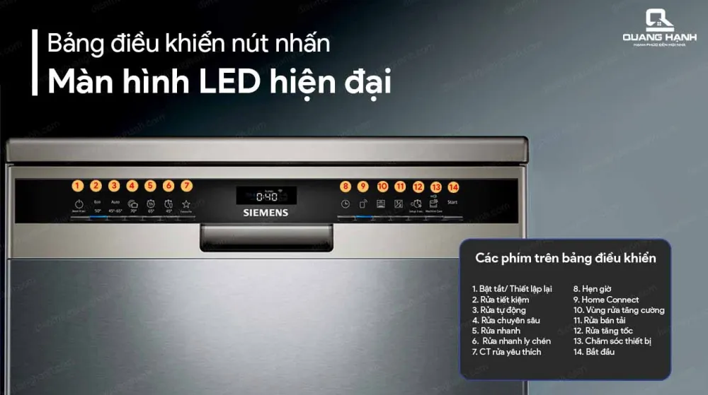 Máy rửa bát Siemens SN23El26CE thiết kế bảng điều khiển tiện lợi