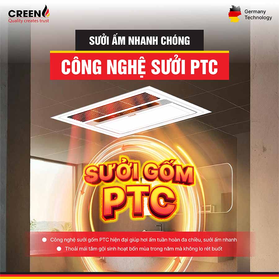 Quạt sưởi nhà tắm thông minh CREEN CR-SMH 636 Plus