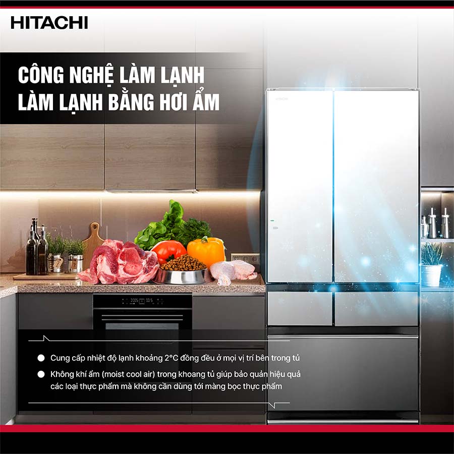 Tủ lạnh Hitachi Inverter 617 lít Multi Door R-HW620RV X