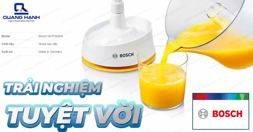Máy vắt cam Bosch MCP3500N trải nghiệm tuyệt vời, phù hợp với mọi không gian bếp của người việt
