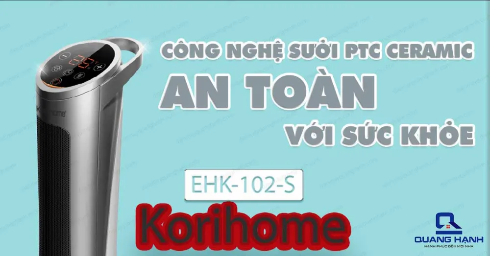 Máy sưởi Ceramic Korihome EHK-102-S dùng công nghệ sưởi PTC Ceramic đảm bảo an toàn với sức khỏe người sử dụng.