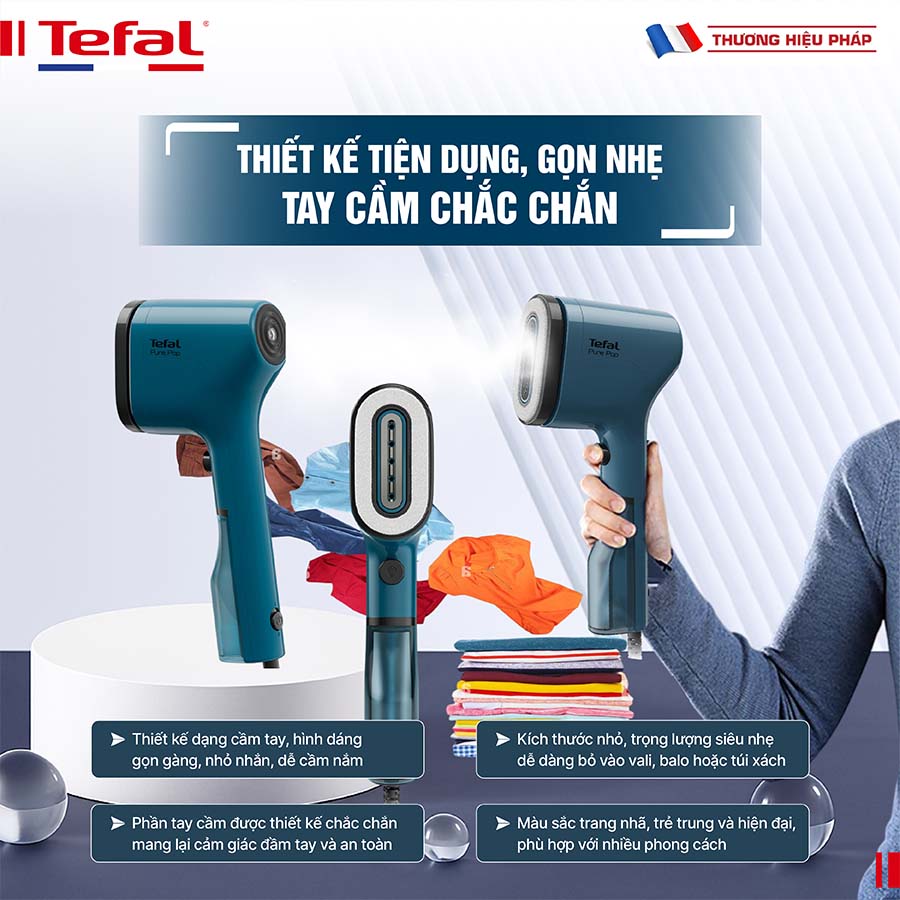 Bàn ủi hơi nước cầm tay TEFAL Pure Pop DT2020 - 1300W