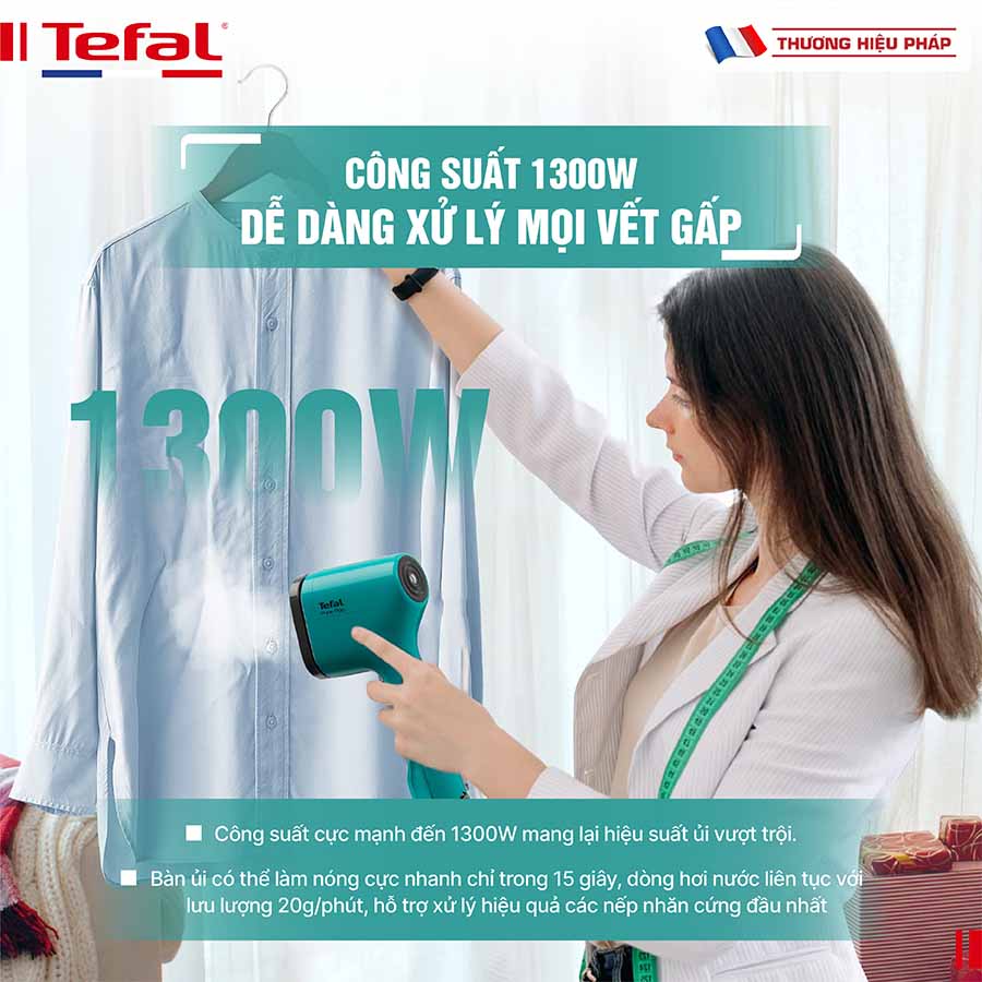 Bàn ủi hơi nước cầm tay TEFAL Pure Pop DT2024 - 1300W