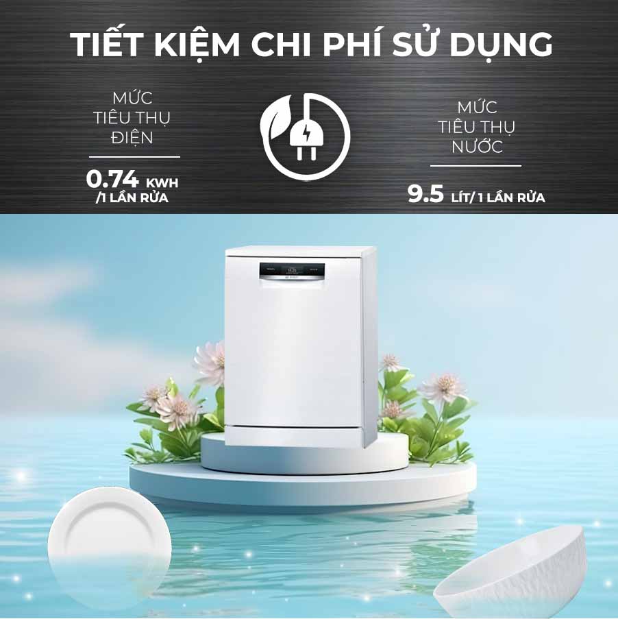 Máy rửa bát Bosch độc lập SMS88TW02M tiết kiệm chi phí sử dụng