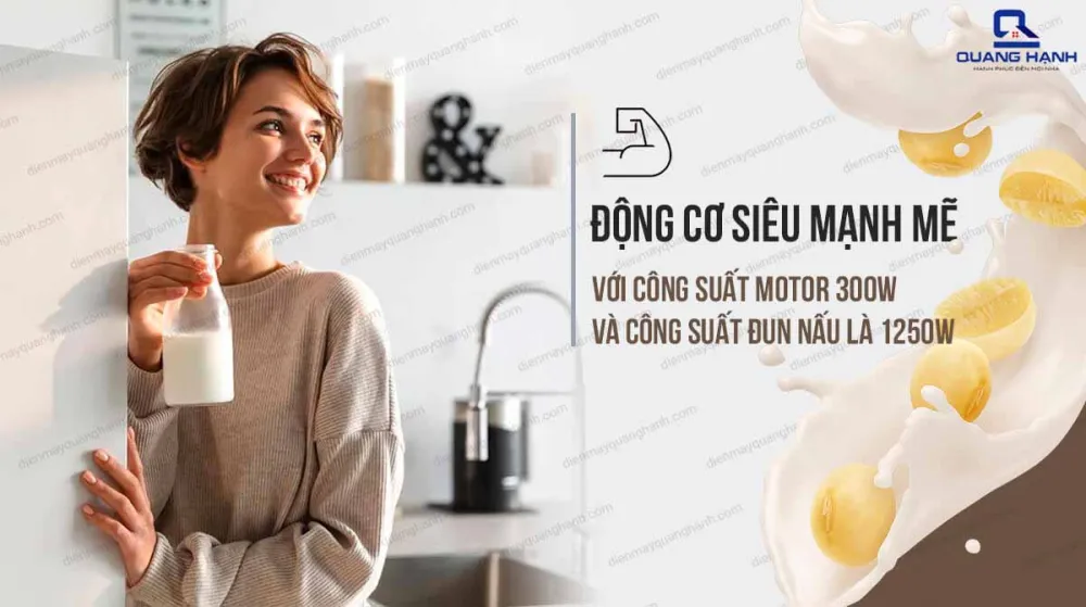 Công suất xay là 1250W và trộn 300W