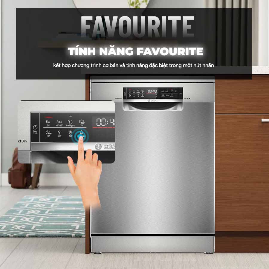Tính năng Favourite thuận tiện khi lựa chọn chương trình rửa