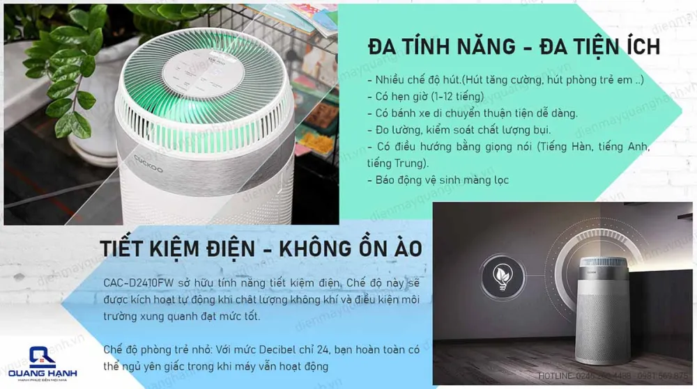 Máy lọc không khí Cuckoo CAC-D2410FW đa năng đa tiện ích