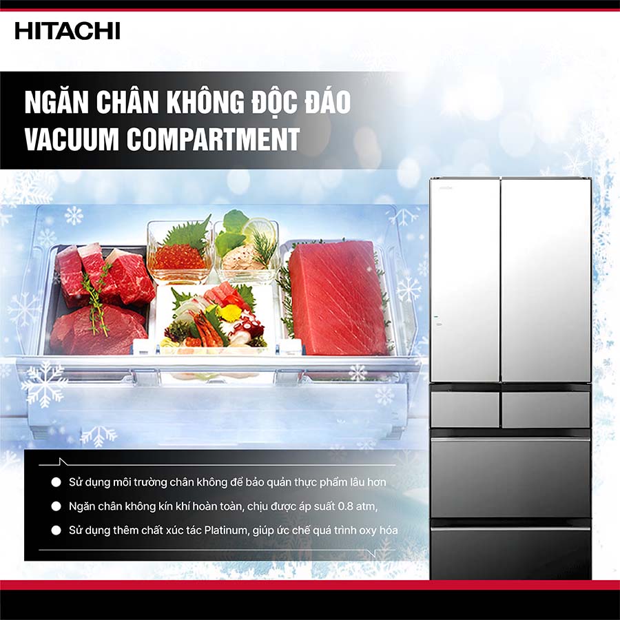 Tủ lạnh Hitachi Inverter 617 lít Multi Door R-HW620RV X