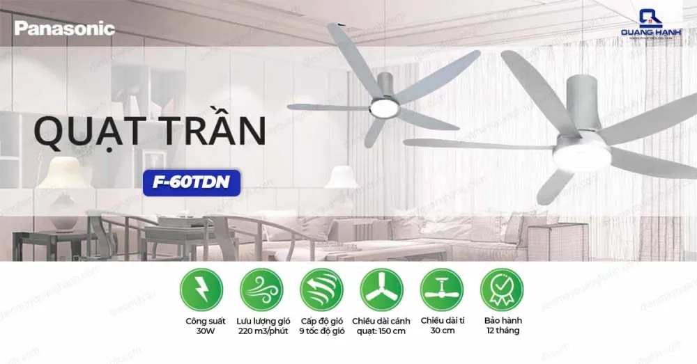 Quạt trần 5 cánh Panasonic F-60TDN