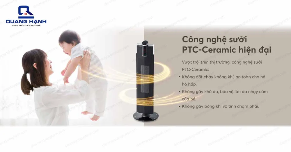 Máy sưởi tháp Korihome EHK-356 vô cùng an toàn cho sức khỏe con người.