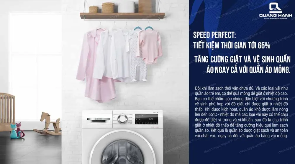 máy giặt bosch wna14400sg tiết kiệm thời gian tới 65%