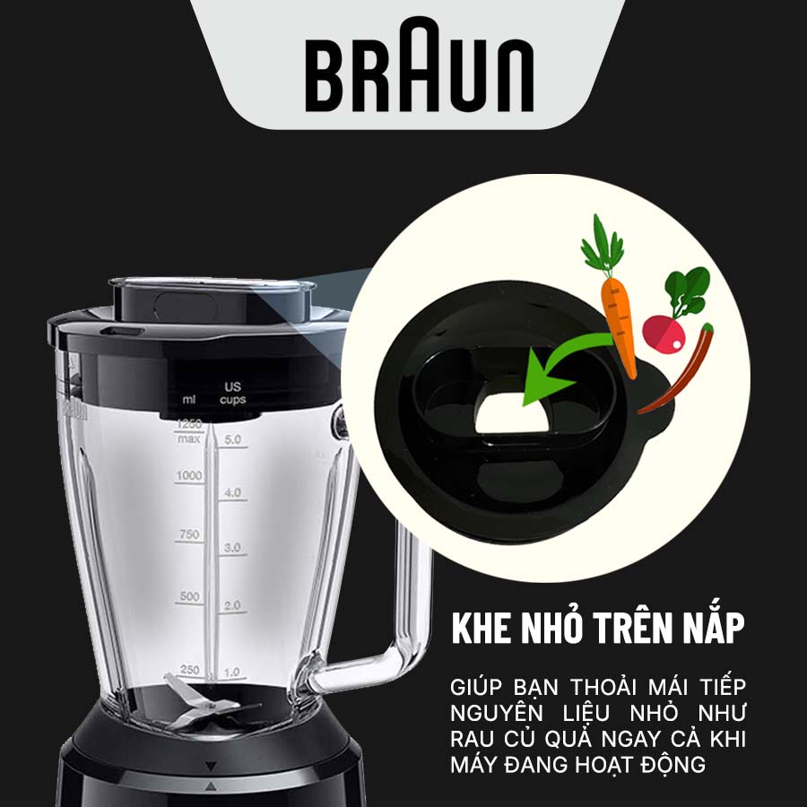 Braun JB1015BK xay đa năng, tiện lợi cho mọi nhu cầu chế biến