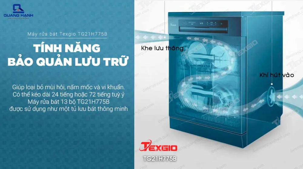 Sấy Storage bảo quản giúp khoang rửa luôn khô ráo