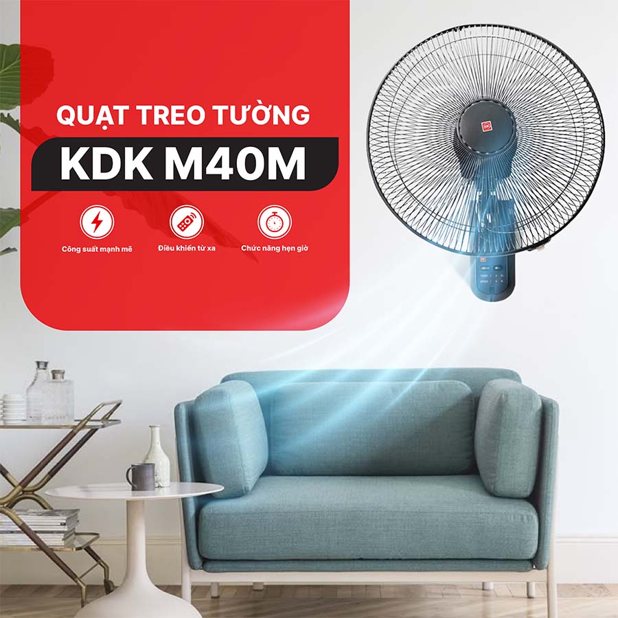 Quạt treo tường KDK M40M có điều khiển