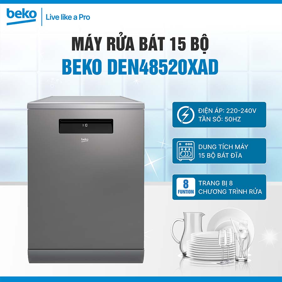 Máy rửa bát 15 bộ Beko DEN48520XAD