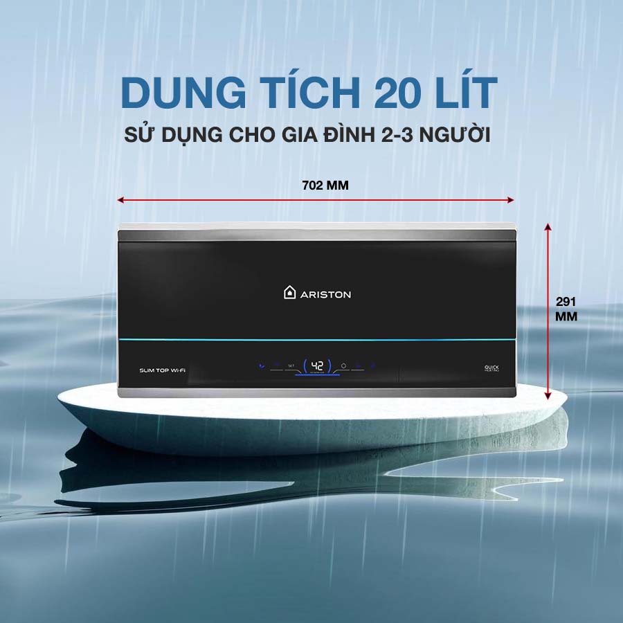 Ariston SL3 20 TOP WIFI 2.5 FE dung tích 20 lít phù hợp với nhu cầu sử dụng cho gia đình 2-3 thành viên
