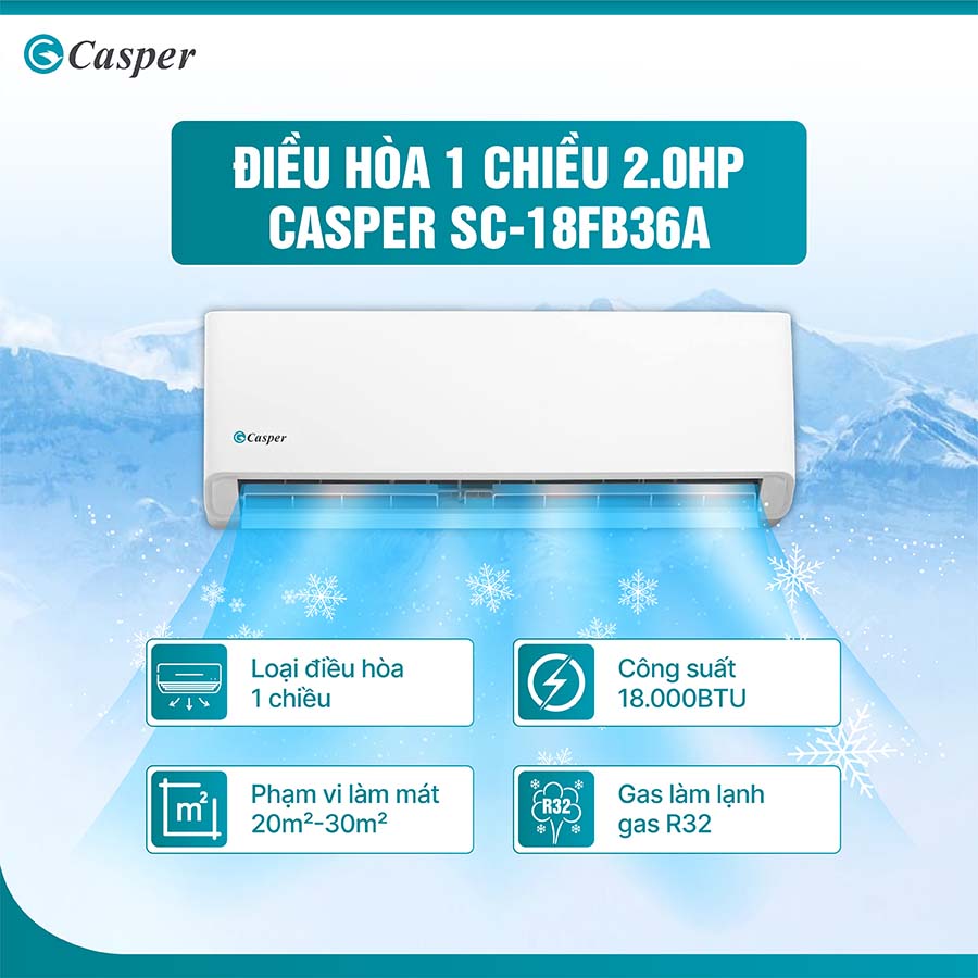 Điều hòa 1 chiều Inverter 2 HP Casper SC-18FB36A