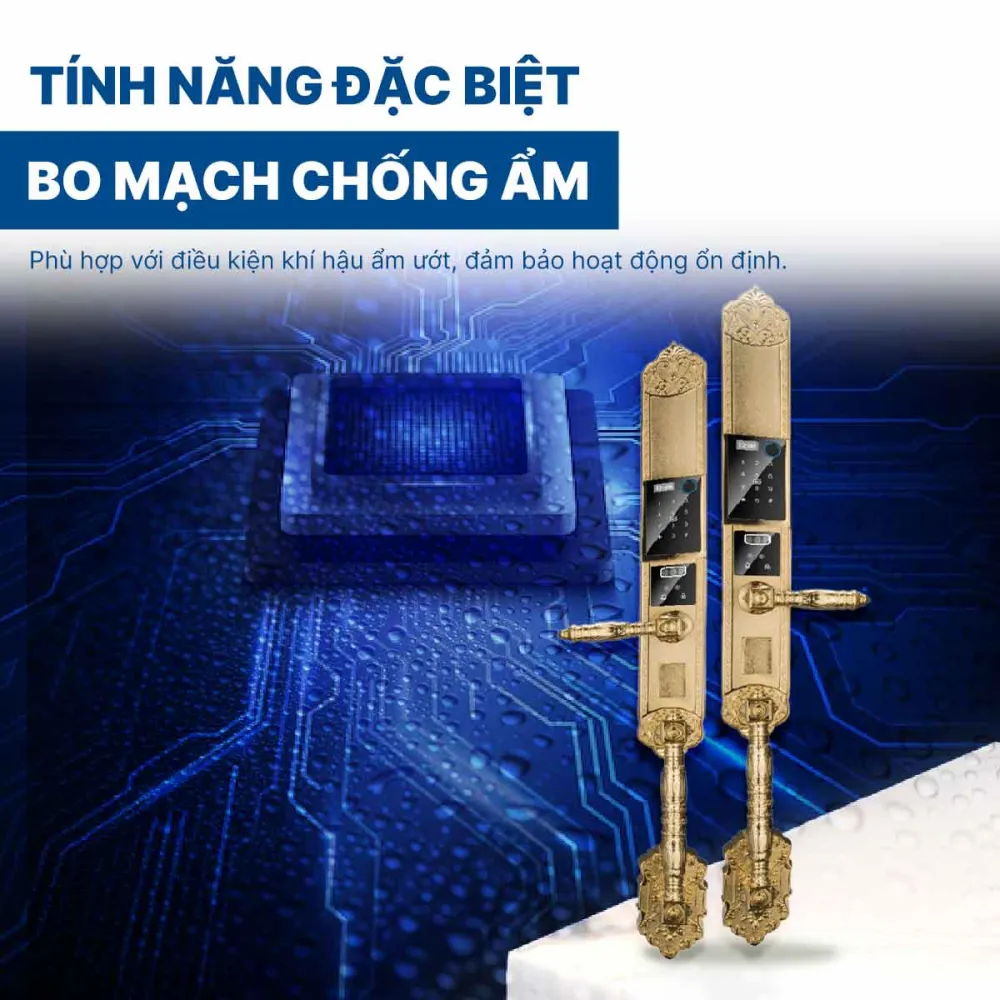 Khoá điện tử Hyundai đại sảnh HY-SLC8820 Gold App wifi mạ Vàng 24K
