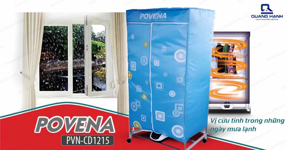 Tủ sấy quần áo Povena PVN-CD1215 là vị cứu tinh của quần áo gia đình trong những ngày mưa lạnh.
