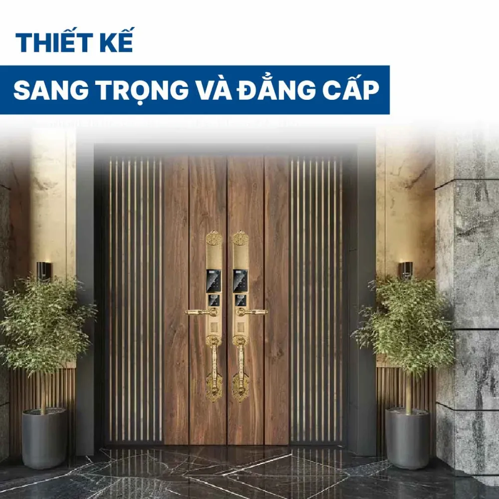 Khoá điện tử Hyundai đại sảnh HY-SLC8820 Gold App wifi mạ Vàng 24K
