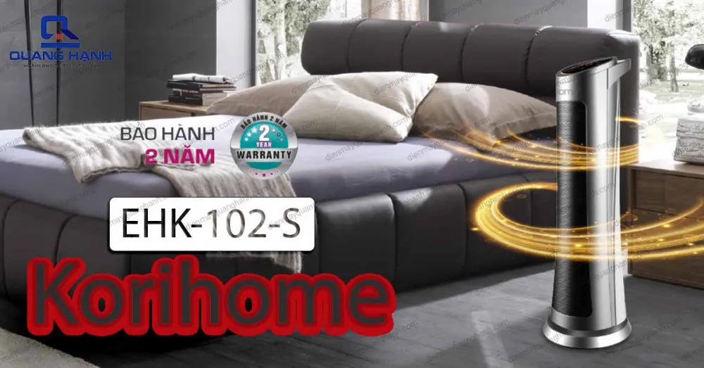 Máy sưởi Ceramic Korihome EHK-102-S được bảo hành chính hãng 2 năm.