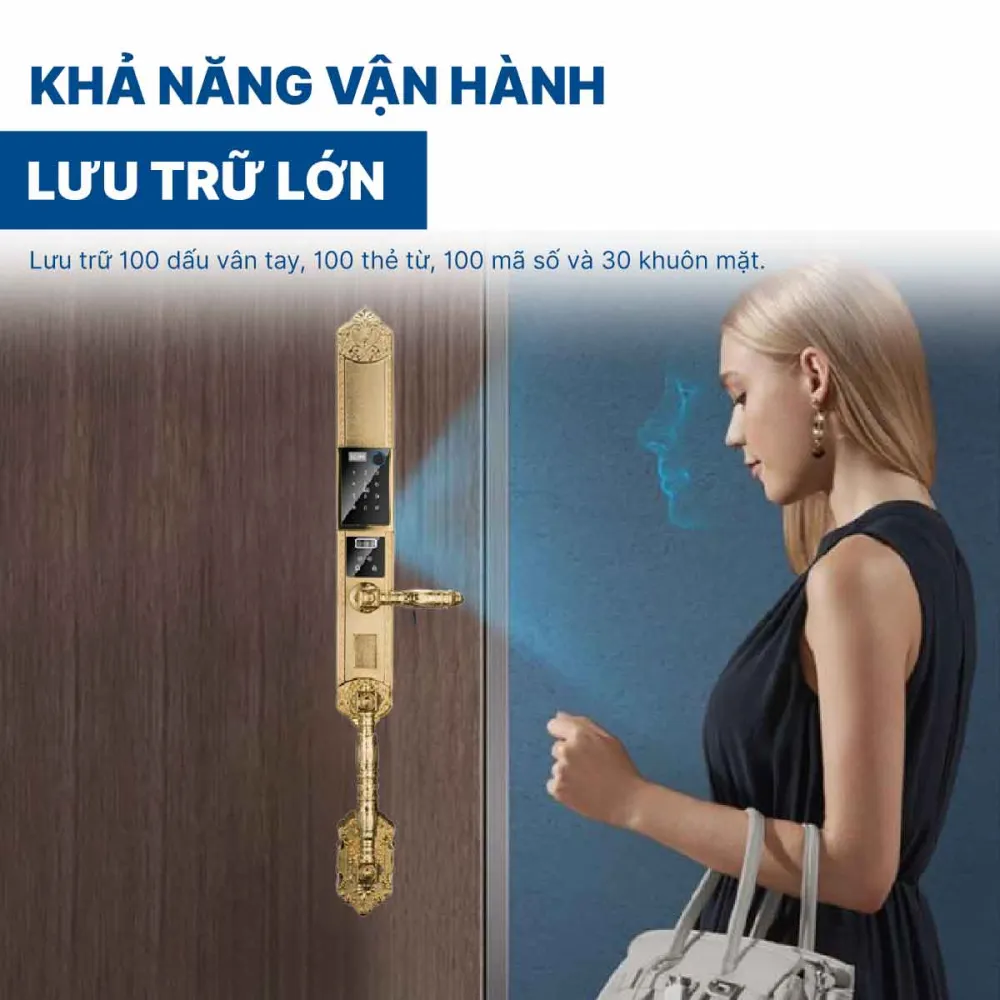 Khoá điện tử Hyundai đại sảnh HY-SLC8820 Gold App wifi mạ Vàng 24K