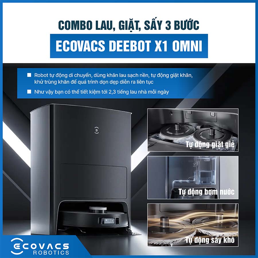 Robot Hút Bụi Lau Nhà Deebot X1 Omni Bản quốc tế
