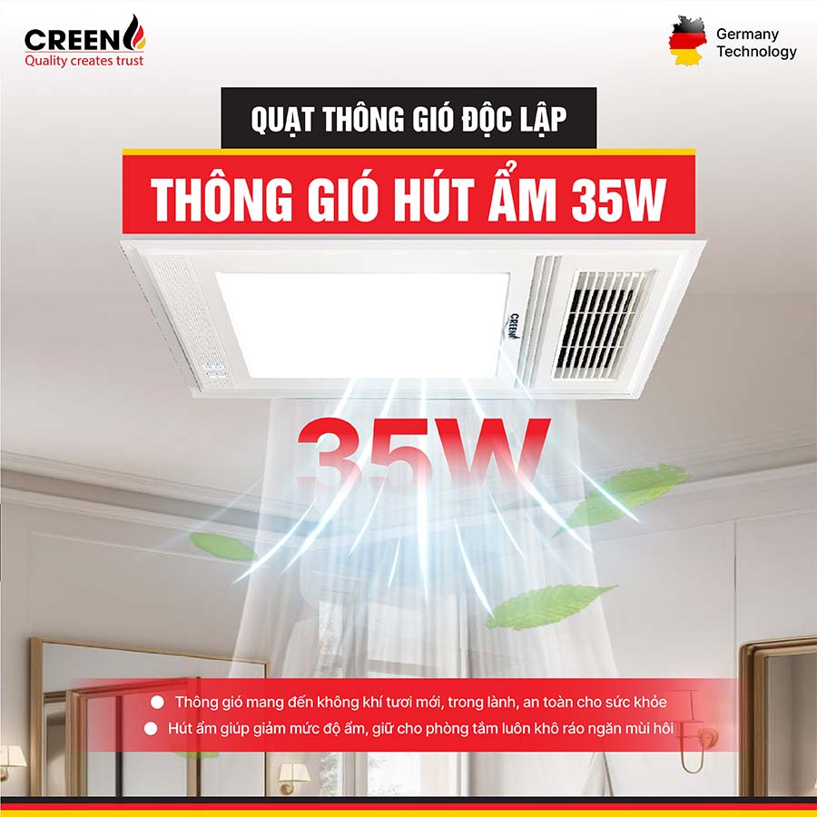 Quạt sưởi nhà tắm thông minh CREEN CR-SMH668