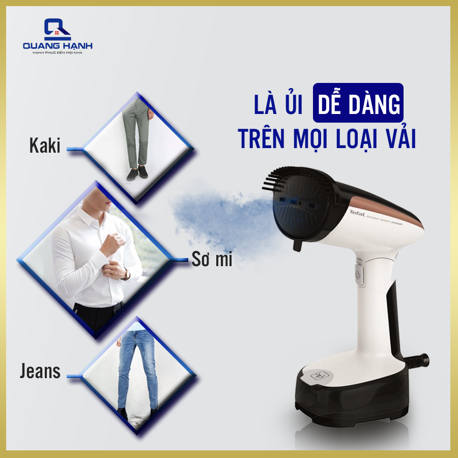 Bàn là hơi nước cầm tay Tefal DT3030 1300W thích hợp là ủi trên mọi chất liệu