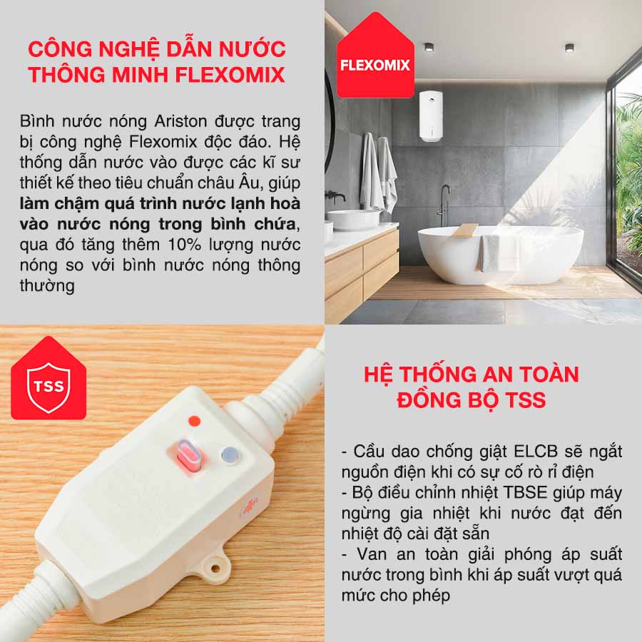 Bình nóng lạnh Ariston PRO R 50 V 2.5 FE tích hợp nhiều chế độ an toàn