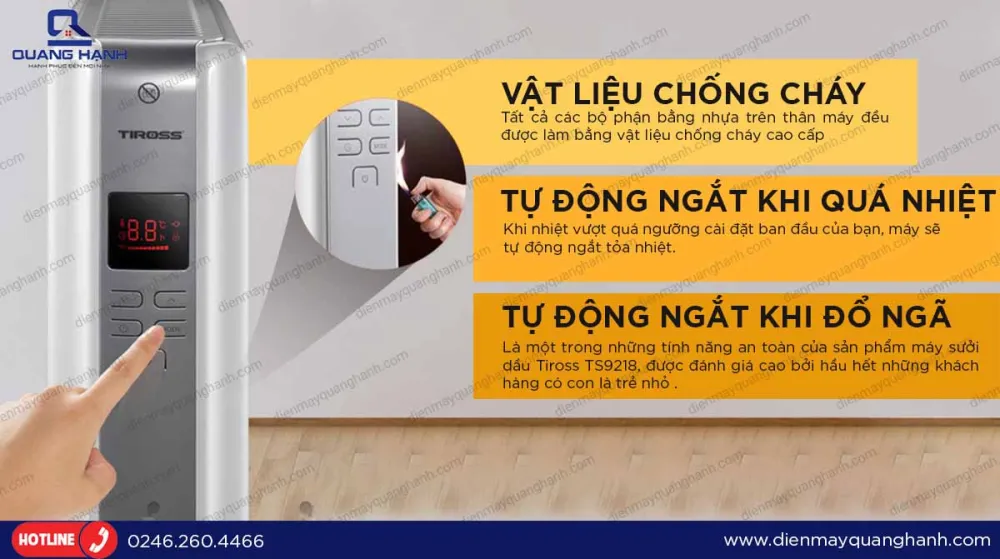 Hoàn toàn có thể an tâm sử dụng Sưởi dầu Tiross TS-9218 cho gia đình của bạn