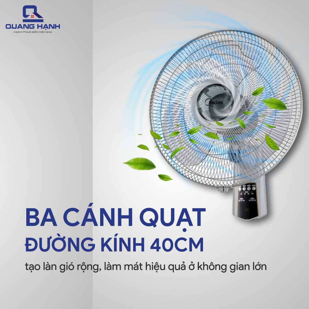 3 cánh quạt có đường kính 40 cm tạo làn gió trải rộng