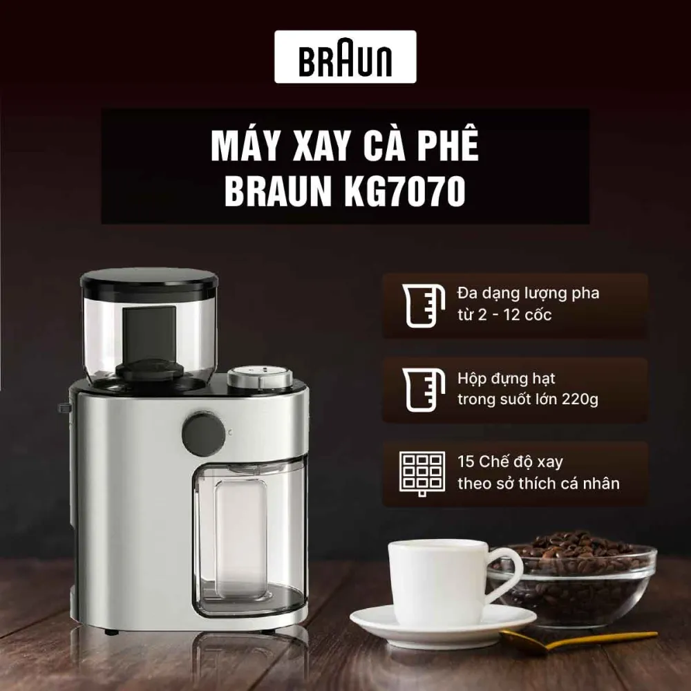 Máy xay cà phê Braun KG7070 - Xay cà phê chuẩn gu