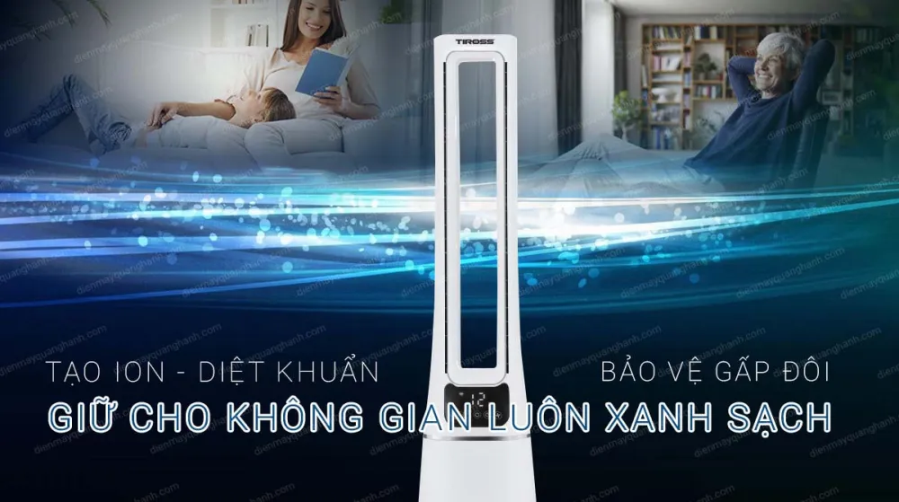 Quạt tháp không cánh Tiross TS9175 tạo ẩm diệt vi khuẩn