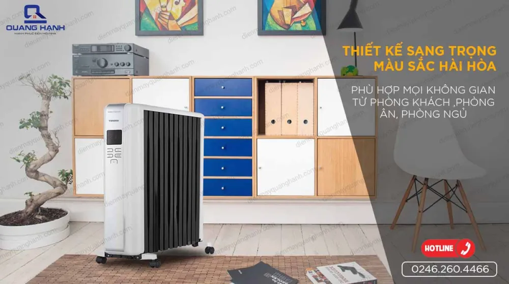 Form dáng của sưởi dầu TS9218 sang trọng làm sáng nên căn phòng nhà bạn