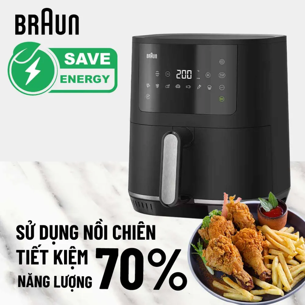 Nồi chiên không dầu Braun HF3030 tiết kiệm năng lượng