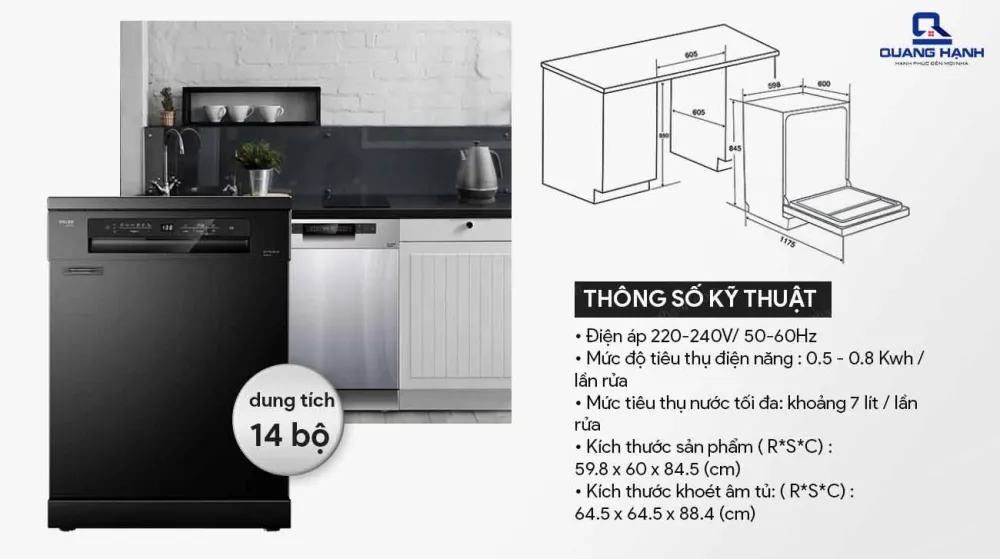 Máy rửa bát độc lập Spelier 14 bộ SP-14DW