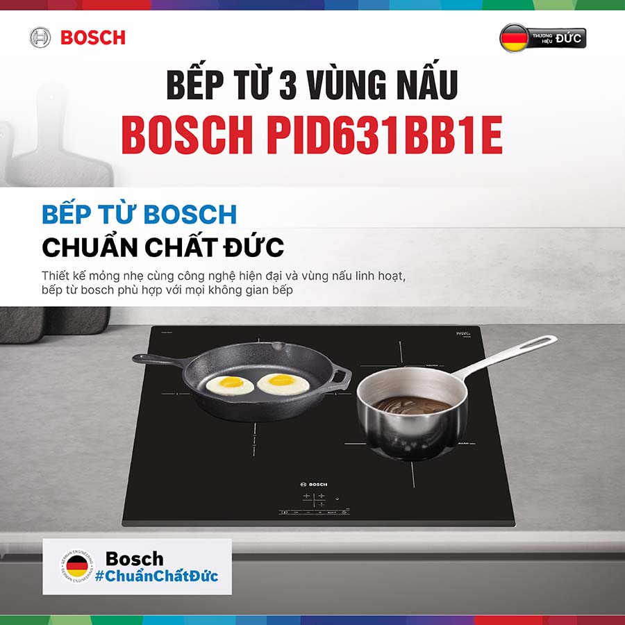 Bếp từ Bosch PID631BB1E 3 vùng nấu