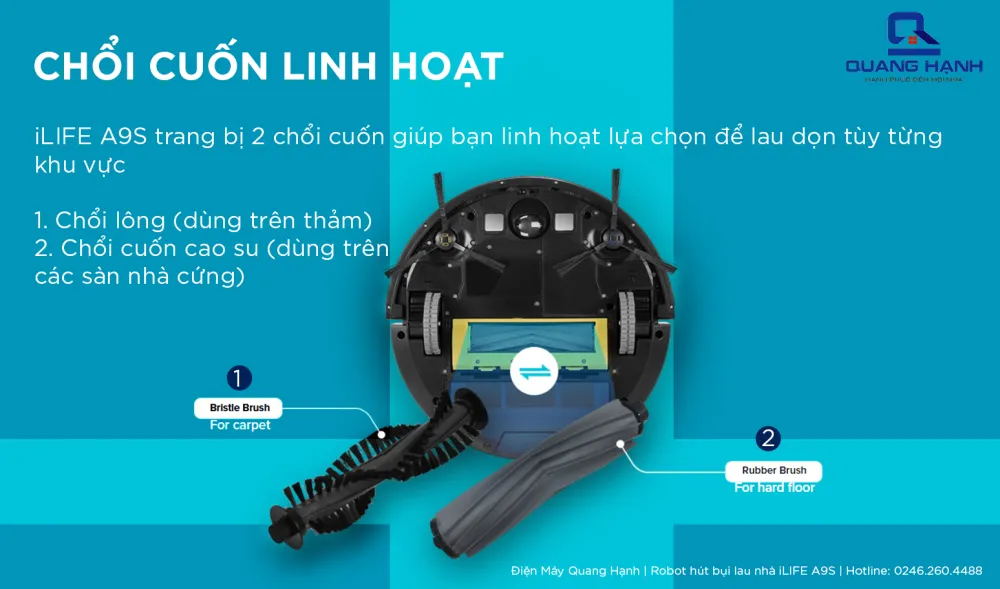 2 chổi cuốn linh hoạt A9S